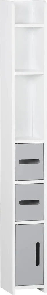 Meuble Colonne Salle de Bain Etroit 15cm - Rangement 3 Portes Blanc