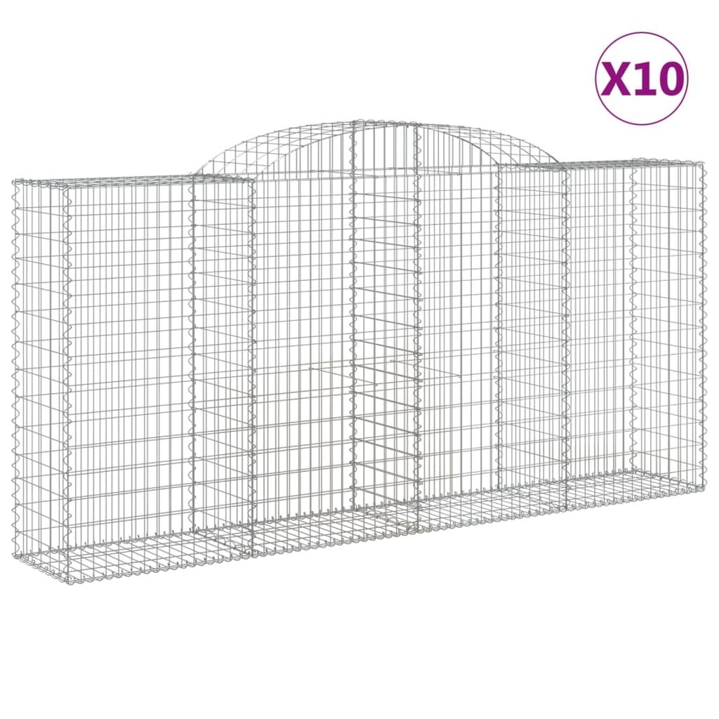 Gabionen mit Hochbogen 10 Stk 300x50x140/160cm Verzinktes Eisen