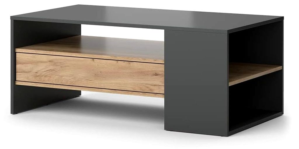 Couchtisch Fabien, Eiche Goldkraft, 110 x 60 cm, mit offenen Ablageflächen zur Organisation von Wohnaccessoires