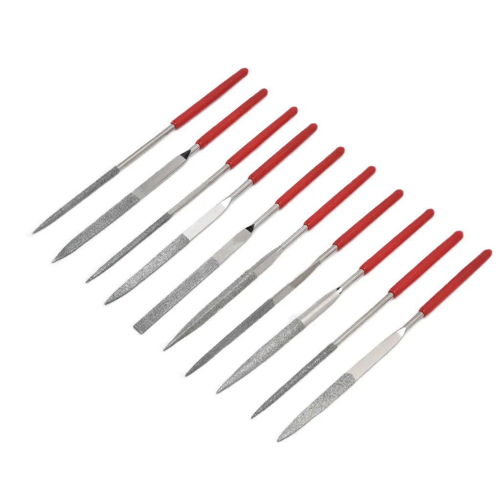 10Pcs Set di lime ad ago temprato robusto durevole manico comodo lime per gioielli (3x140mm) - 4