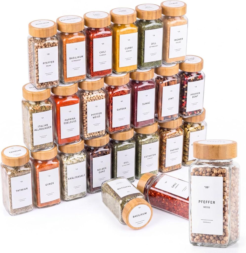 𝗛𝗔𝗩𝗘𝗡𝗛𝗔𝗨𝗦 Gewürz Organizer Set I 24x Gewürzgläser Produktbild 