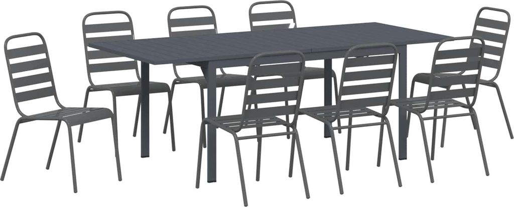 Garten Essgruppe 9 pcs Anthrazit Pulverbeschichteter Stahl