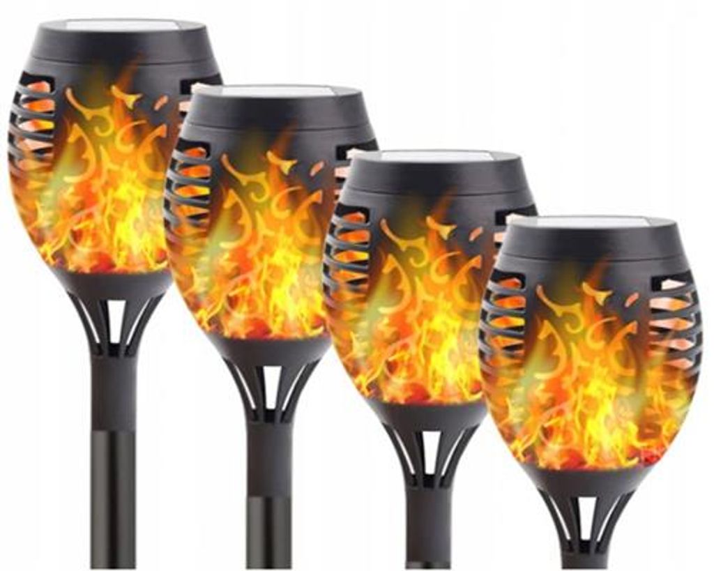 Solar Fackel 4er Set LED Solarleuchte Garten Beleuchtung Produktbild 