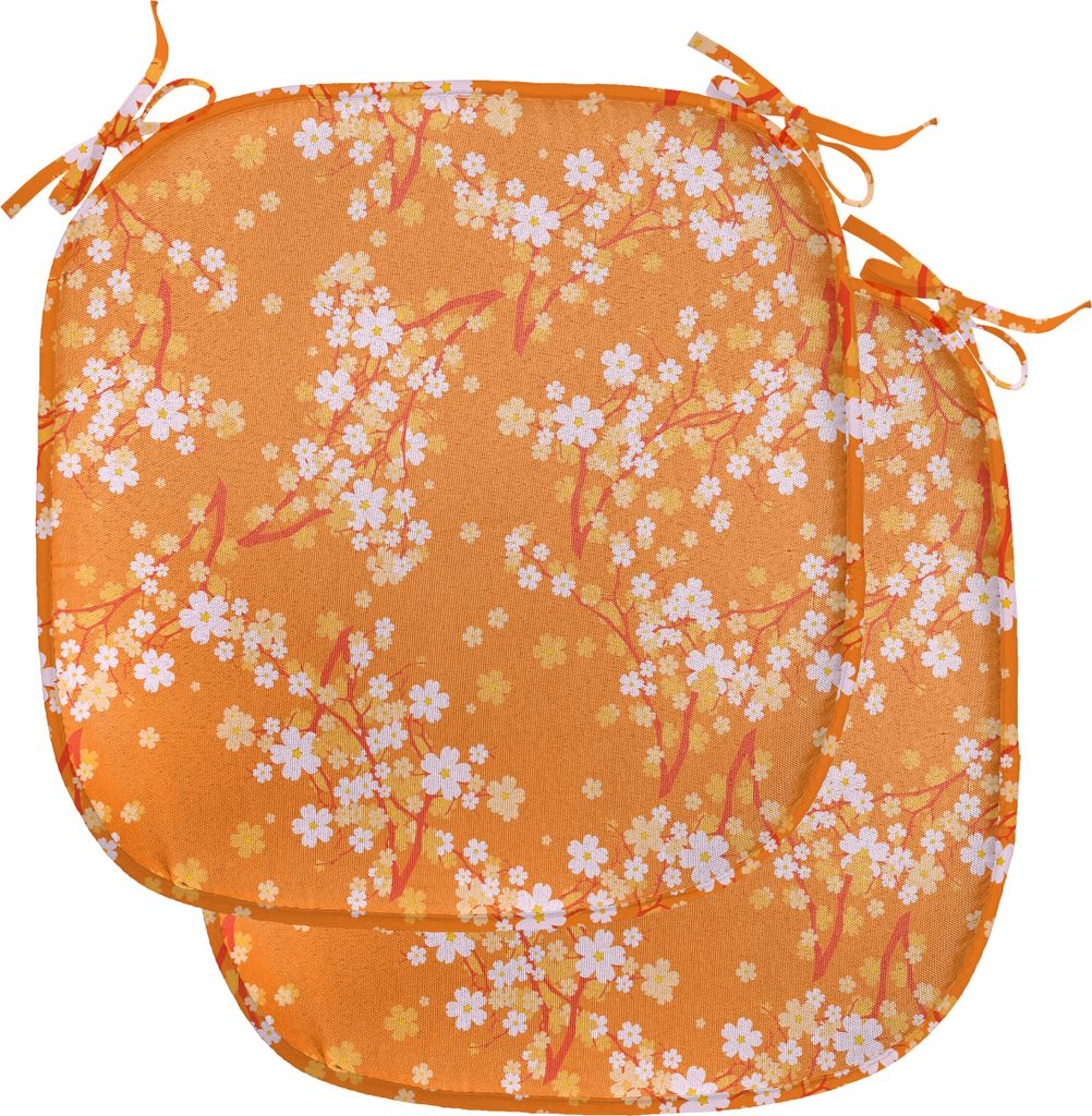 ABAKUHAUS Blumen Polster für Esszimmerstühle, Vivid-Blüte Frühlings-Baum, Dekoratives wasserfestes Kissen mit Riemen für Küchensitze, 40 cm x...