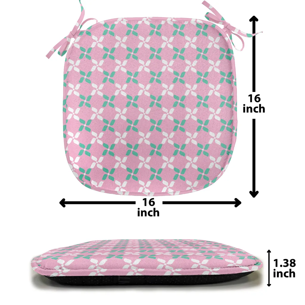ABAKUHAUS Cuscini floreali per sedie da sala da pranzo, catena floreale primaverile, cuscini decorativi impermeabili con cinturini per sedie da cucina, 40 cm x 40 cm, confezione da 12, rosa baby, verde acqua, bianco - 3