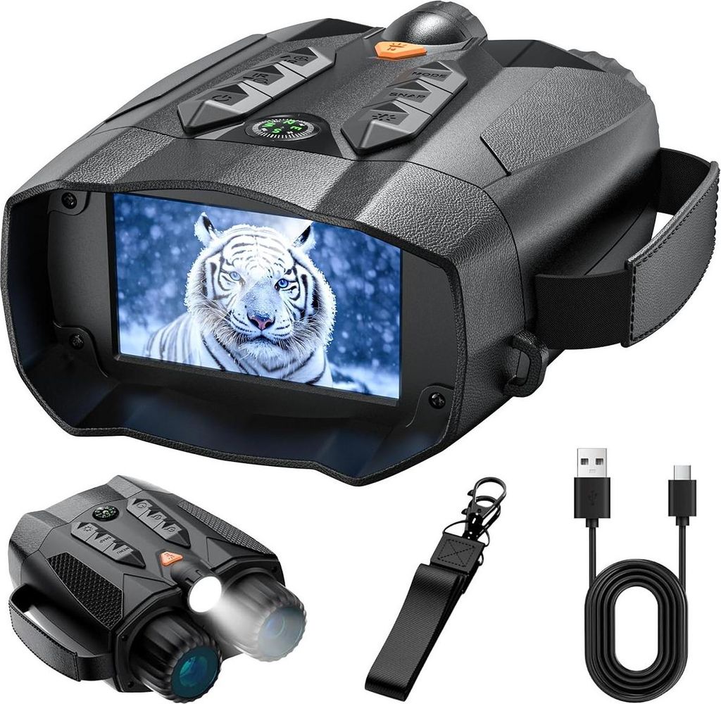 4K Nachtsichtfernglas mit 3" Bildschirm, 10x digital, 800m Nachtsicht, 5000mAh Akku, Aufnahme & Video, Camping, Sicherheit, Wildbeobachtung