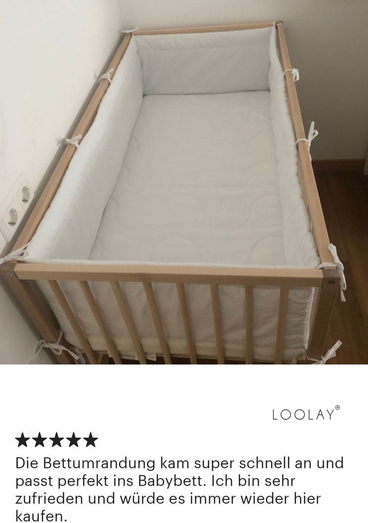 100% BEIGE Baumwolle 360 x 30 cm BETTUMRANDUNG Babybett Produktbild 8