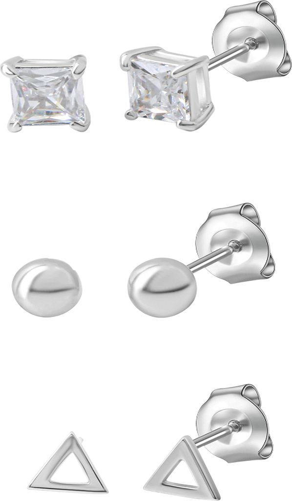 Celesta Silber Ohrstecker Set 925/- Sterling Silber 1,0cm weiß Zirkonia weiß 360221951