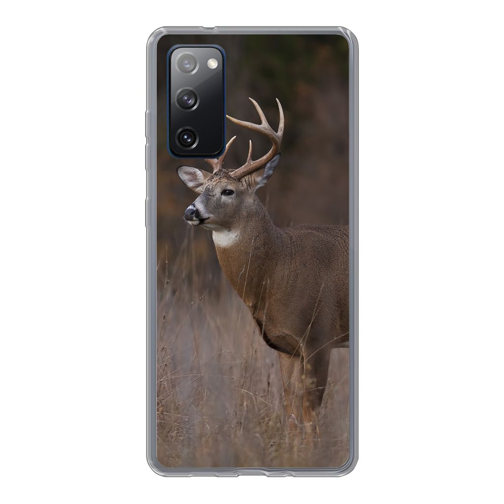 MuchoWow Handyhülle Schutzhülle Hülle für Samsung Galaxy S20 FE Herbst - Hirsche - Gras - Natur - Tiere Silikon Softcase Handy Hülle - Abdec...