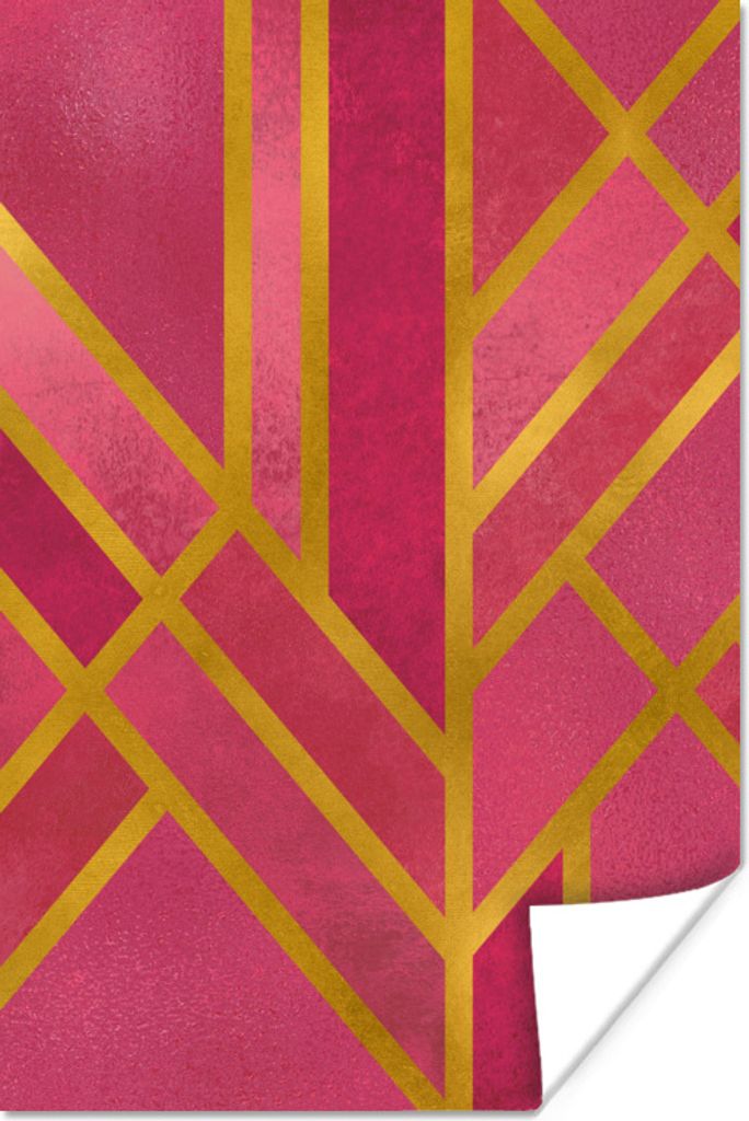 MuchoWow Poster Gold - Rosa - Luxus 60x90 cm - Wanddekoration