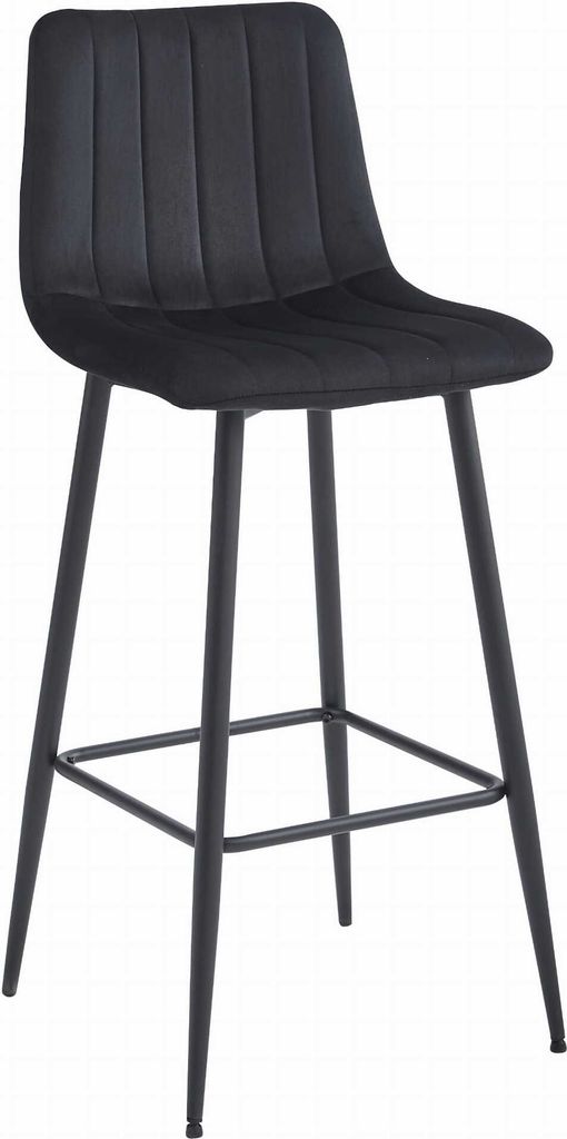 POZZA Barhocker Hocker - schwarzer Samt / schwarze Beine