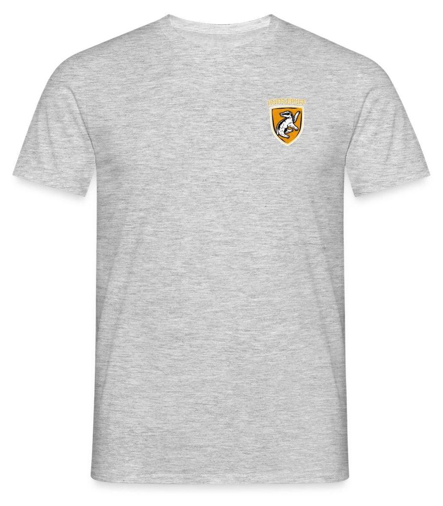 Spreadshirt Harry Potter Hufflepuff Kleines Logo Männer T-Shirt, S, Grau meliert