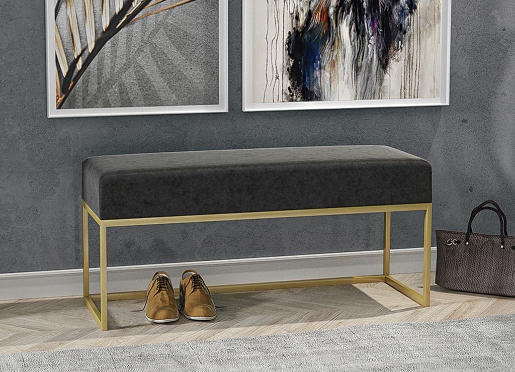 AX LIVING Sitz Bank Acciarolli 120cm – Schwarz, goldenes Metallgestell