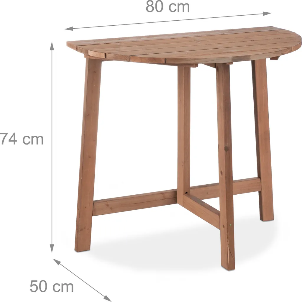 Petite Table Pliante Demi-Ronde en Bois - Solution Gain de Place Balcon - 4