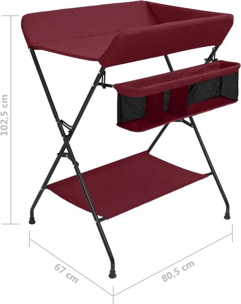 Table à langer rouge en fer durable avec structure haute résistance - 11