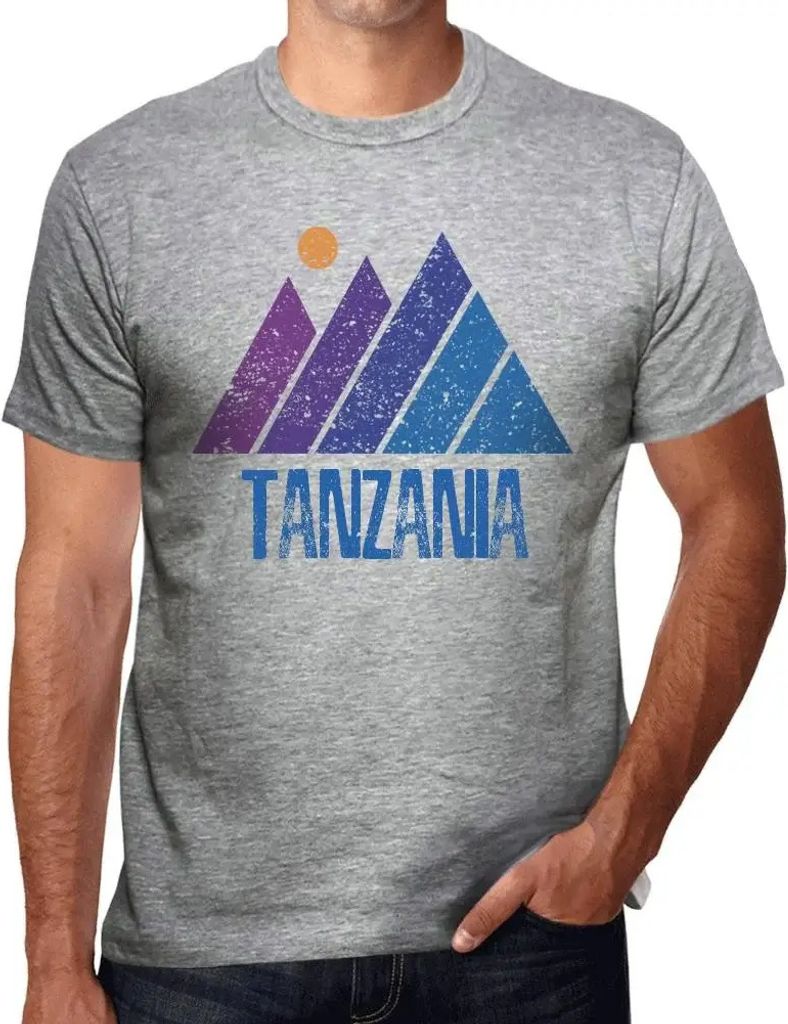 Herren Grafik T-Shirt Berg-Tansania – Mountain Tanzania – Öko-Verantwortlich Vintage Jahrgang Kurzarm Lustige Druck Geburtstag Geschenk Mann