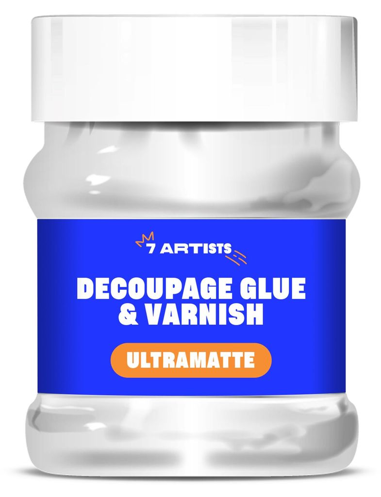 7 Artists Decoupage Kleber Lack Wasserfest 230 ml Ultramatt - Serviettentechnik Kleber auf Wasserbasis/Serviettenkleber für Serviettentechnik/Servie