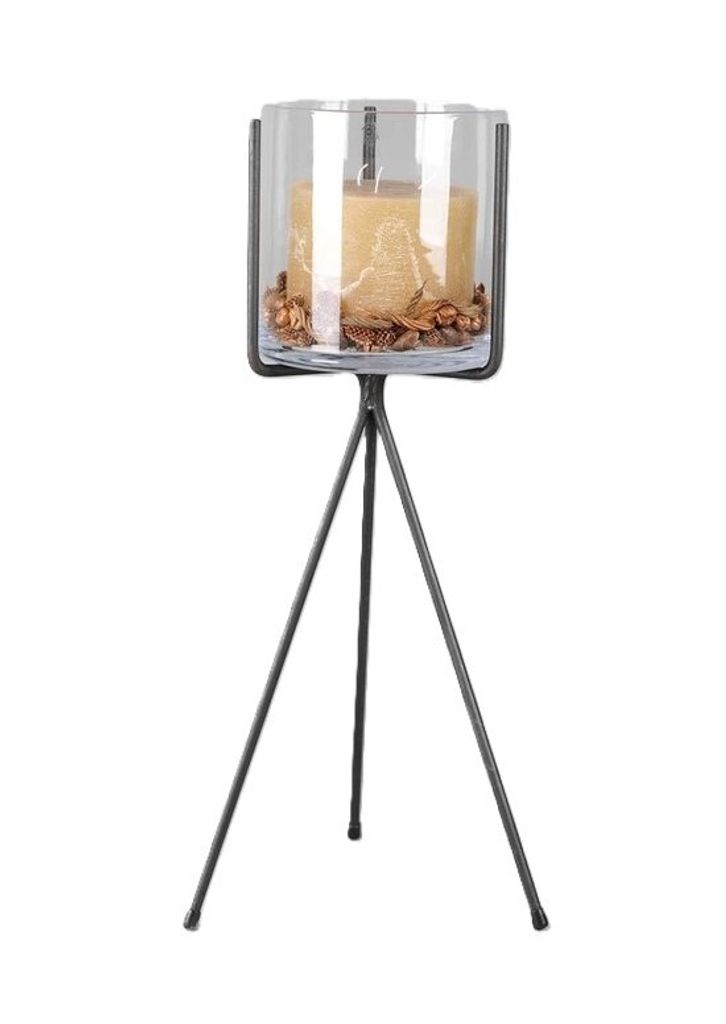 Rasteli Halter für Vase/Topf/Kerzenständer Metall Schwarz H 80cm. Ohne Vase