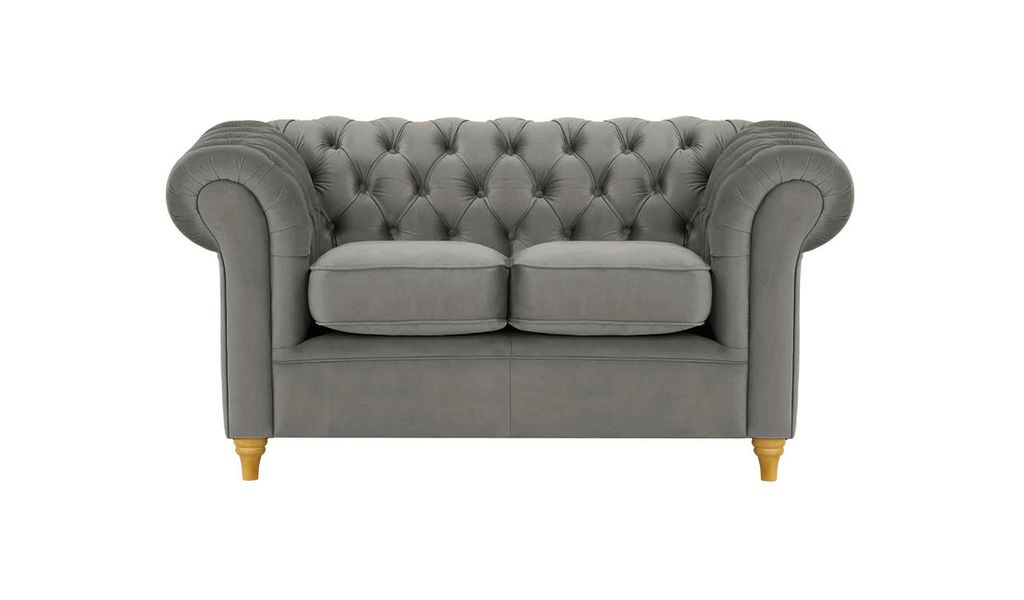Zweisitzer-Sofa Chesterfield - anthrazit - Velluto 19