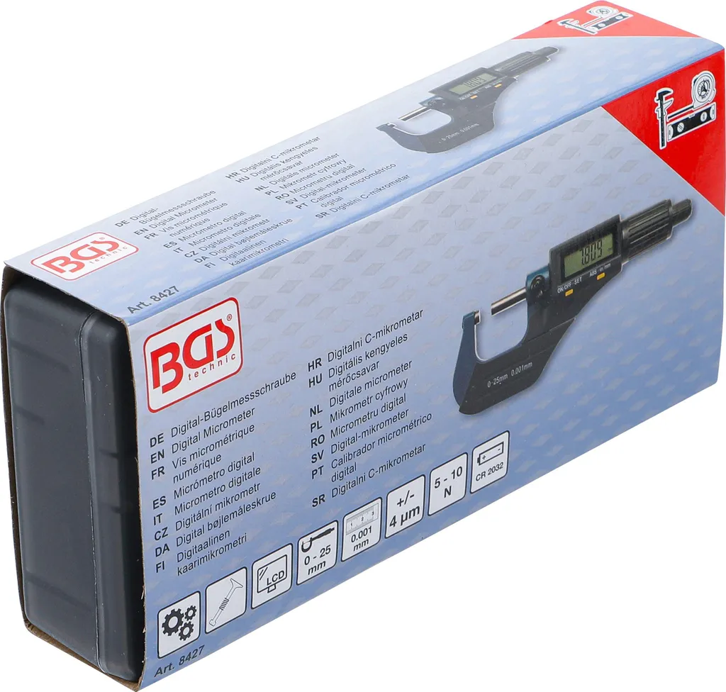 Micromètre numérique haute résolution BGS 8427, écran LCD et arrêt auto - 4