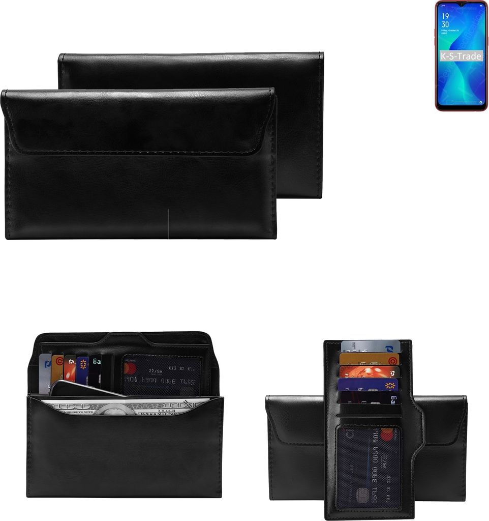 K-S-Trade Handy Hülle kompatibel mit Oppo A1k Schutz Hülle Tasche Schutz Case Handytasche Kunstleder schwarz, 1x
