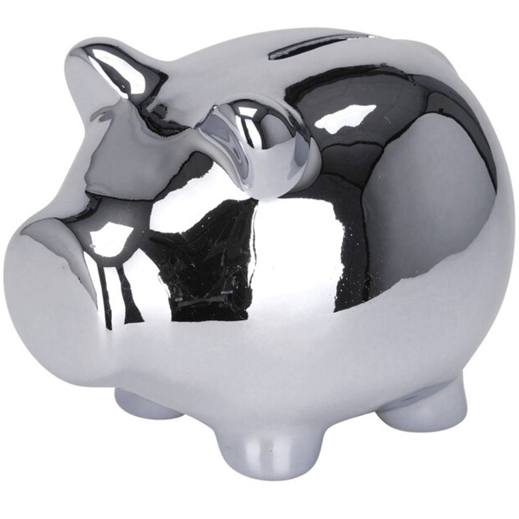 H&S Dekoration Spardose Schwein 115x9x9 cm Keramik silber Produktbild 