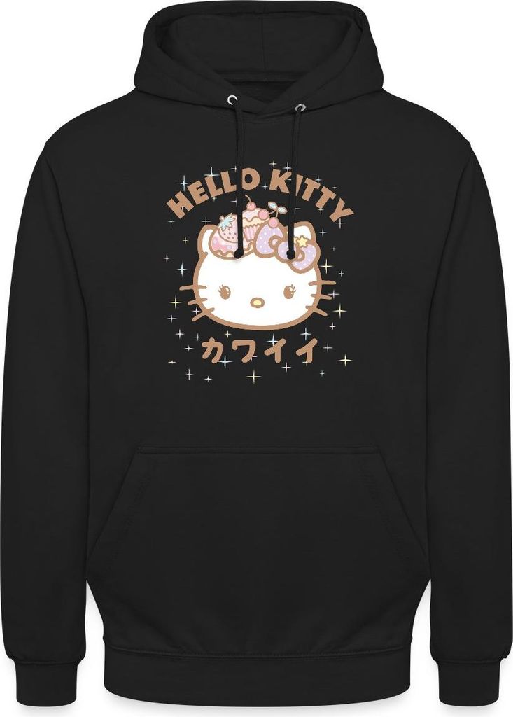 Spreadshirt Hello Kitty Kawaii Stil Uni Hoodie, XXL, Schwarz