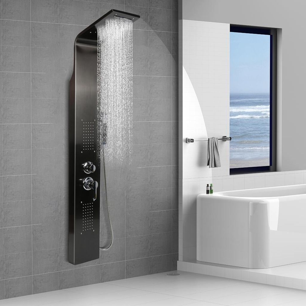 Duschpaneel, Duschturm-Paneelsystem, 4 Funktionen Duschpaneel mit Regendusche,Wasserfall, Handbrause, Schmal Duschsäule Edelstahl (Höhe 140cm)