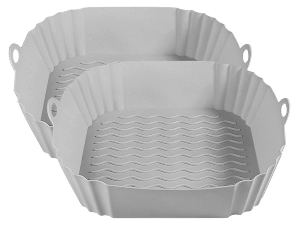 2 Stück Antihaft-Silikon-Einlegematten, 20 cm x 20 cm, für Heißluftfritteusen (4-7 Liter), hitzebeständig, spülmaschinenfest, BPA-frei, Küche...