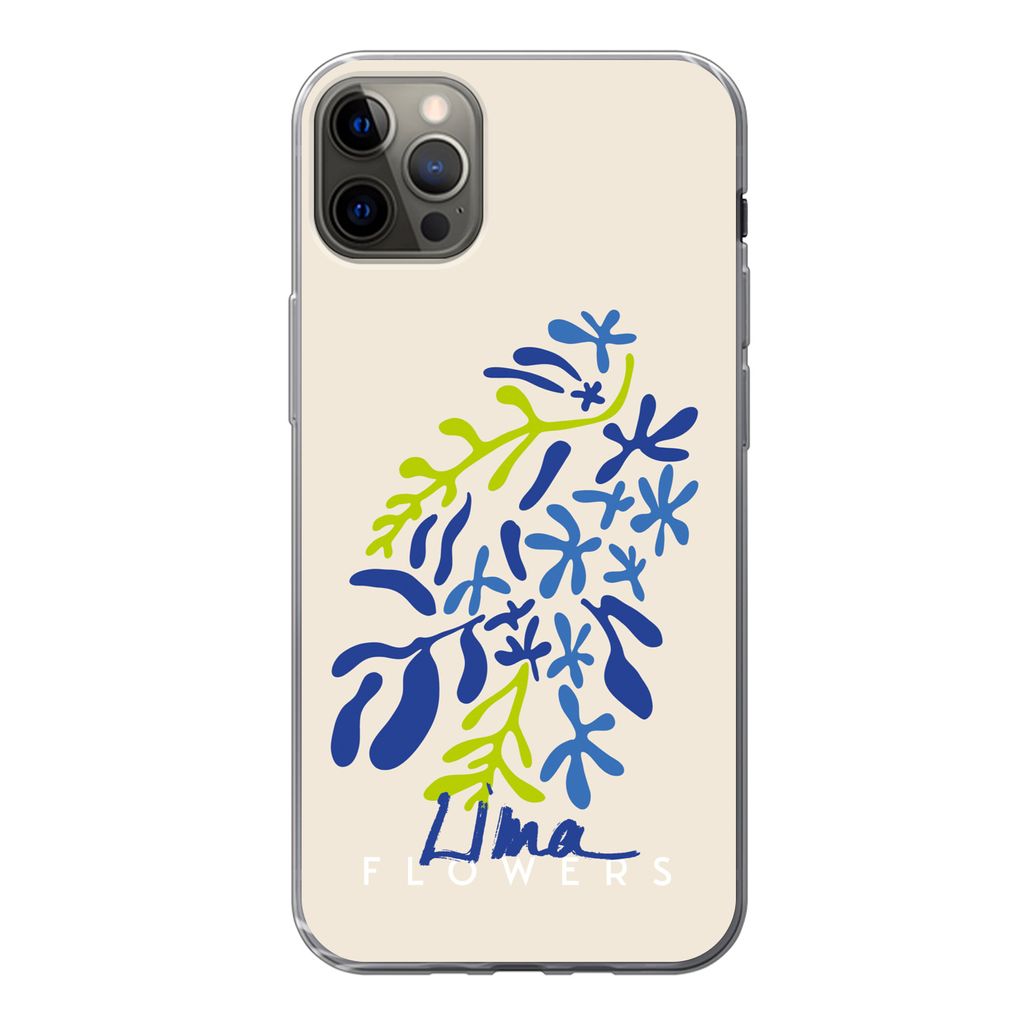 MuchoWow Handyhülle Schutzhülle Hülle für iPhone 13 Pro Max Blume - Blätter - Lima Silikon Softcase Handy Hülle - Mobiltelefon