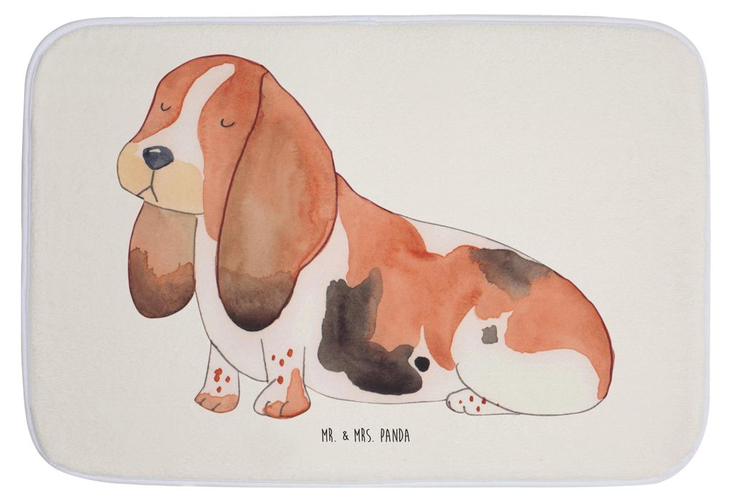 Mr. & Mrs. Panda Badematte Hund Basset Hound - Weiß - Geschenk, Hundebesitzer, bad läufer, Badvorleger, Badezimmerteppich, Süß, duschmatte, Bad...