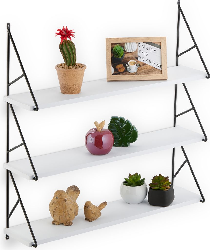 relaxdays Offenes Wandregal mit 3 Ablagen