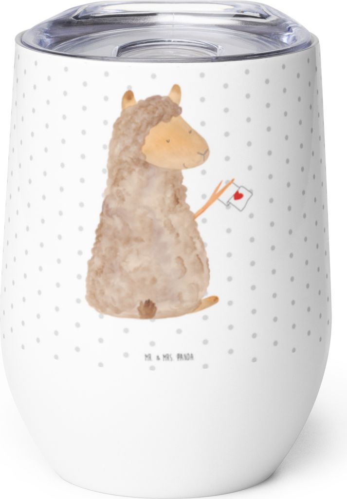 Mr. & Mrs. Panda Thermo Becher Alpaka Fahne - Weiß - Geschenk, thermosbecher, Thermobecher, Liebe, kaffee tasse, Lama, Lamas, glühweinbecher, Alp...