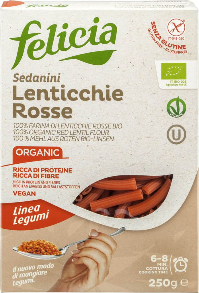 Felicia Soczewica czerwona Sedanini organic 250g Zdjęcie produktu 