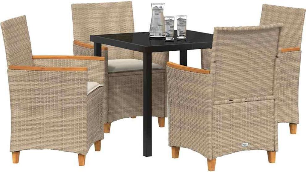 vidaXL Garten Essgruppe 5 pcs Beige Poly-Rattan