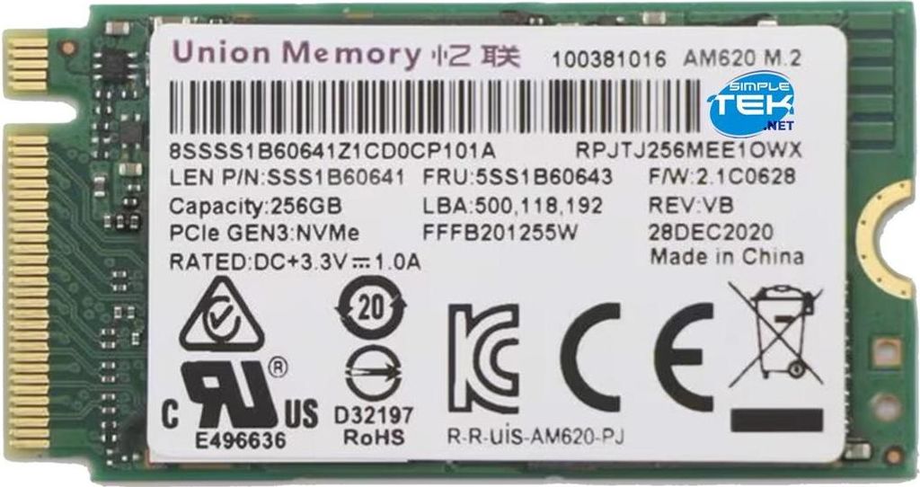 Lenovo UMIS Union Memory Am620 SSD M.2 da 256 GB NVMe PCIe Immagine del prodotto 