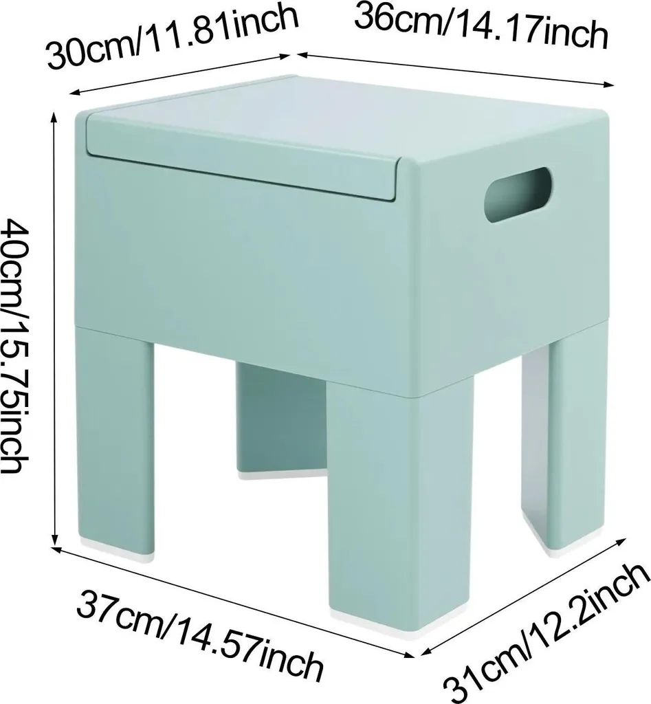 Pouf Contenitore Blu Lago 40x37 cm - Sgabello Bagno in ABS Moderno