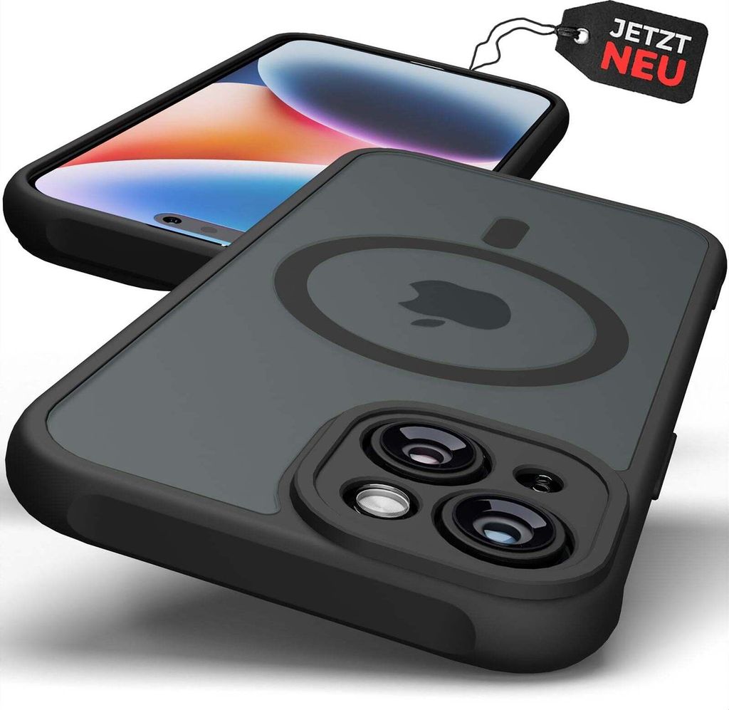Hülle MagSafe Case Matt Schwarz Magnet Cover Schutz Bumper Produktbild 