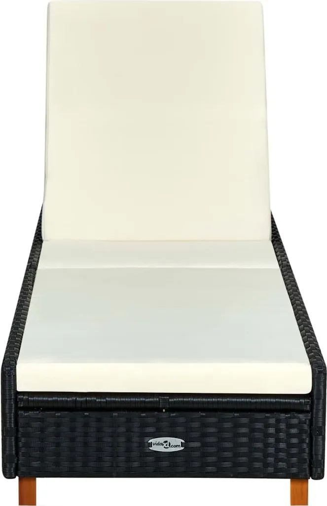 Lettino vidaXL in Rattan Nero con Cuscino | Relax da Giardino Premium