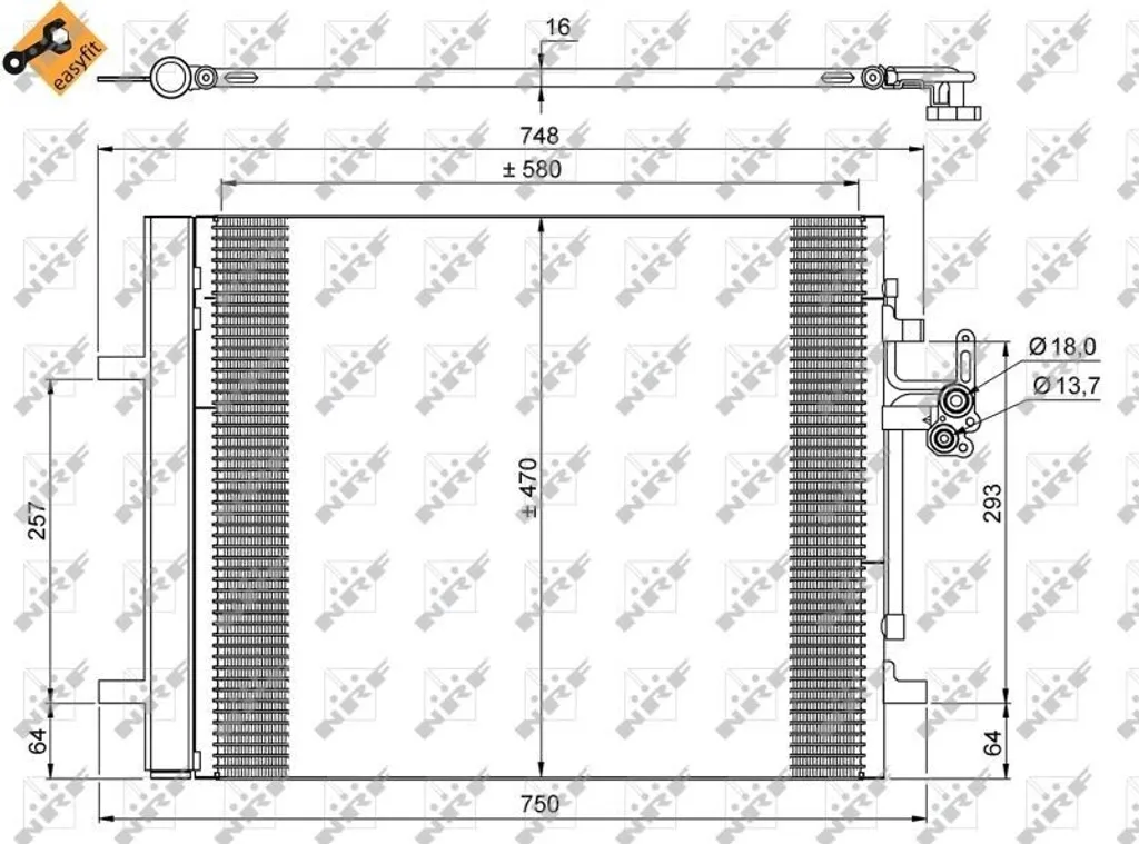 Condenseur NRF 35884 OE LR034171 pour Range Rover Evoque et Freelander 2