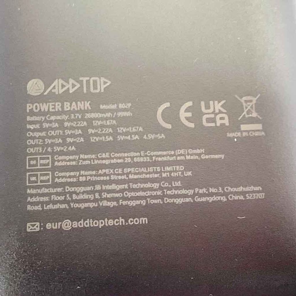 ADDTOP Externe Batterie 26800mAh 22.5W Power Bank USB C PD Produktbild 14