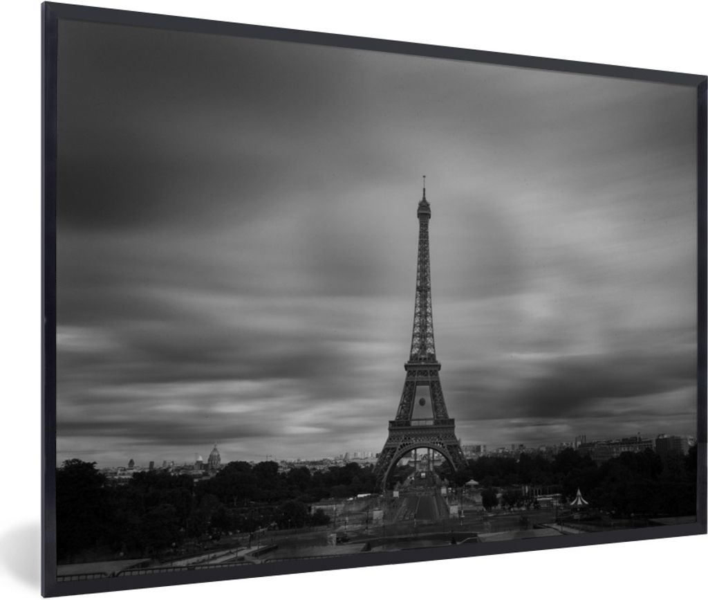 MuchoWow Gerahmtes Poster Einsamer Eiffelturm 60x40 cm - Poster mit Schwarzem Bilderrahmen Wandposter Rahmen Foto Bilder - Printing - Wanddeko Sc...