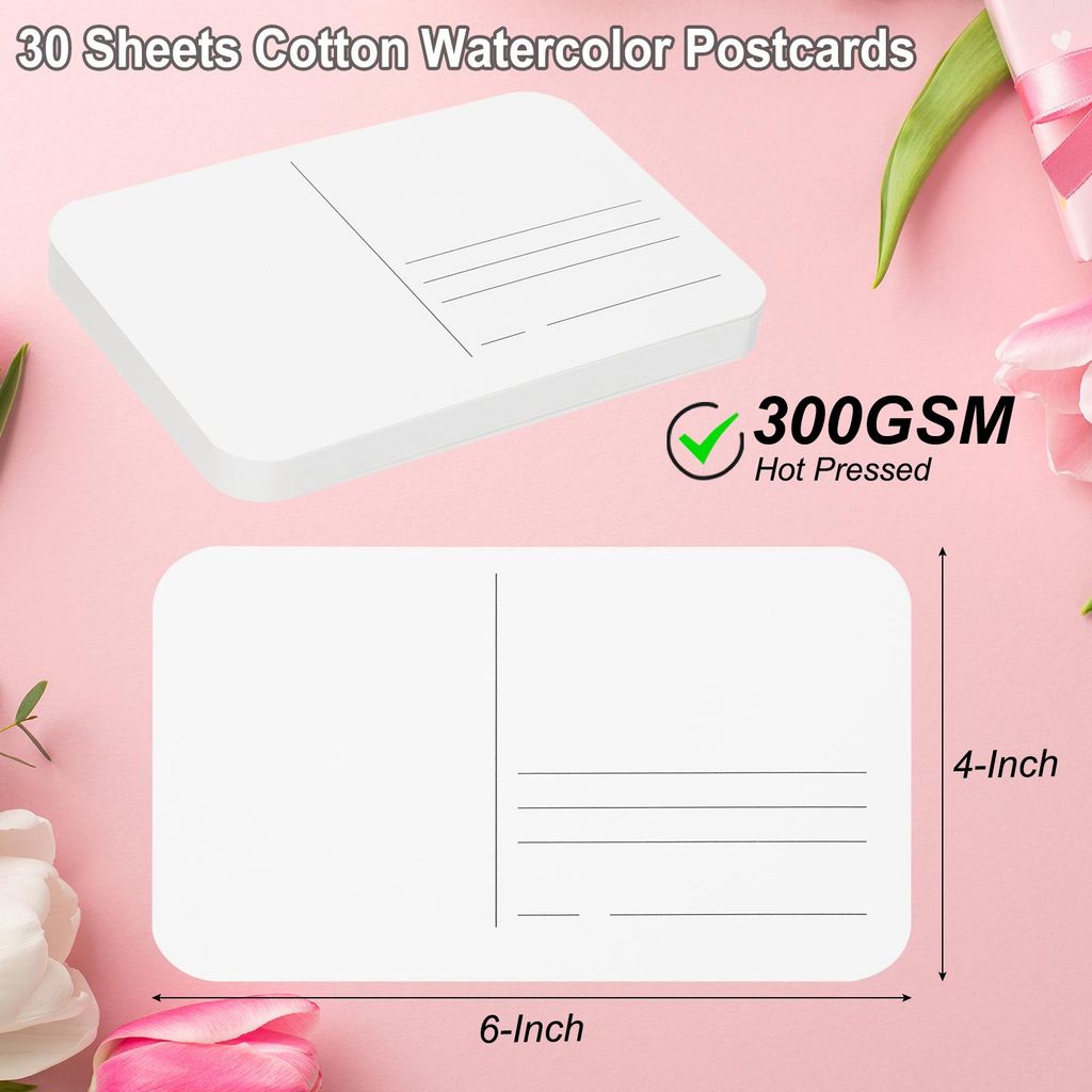 30 Bl?tter Aquarellpapier Postkarten Blanko, 100% Baumwolle 105x150 mm Blanko abgerundete Ecken hei?gepresst fš¹r das Versenden von Kunstmalerei ...