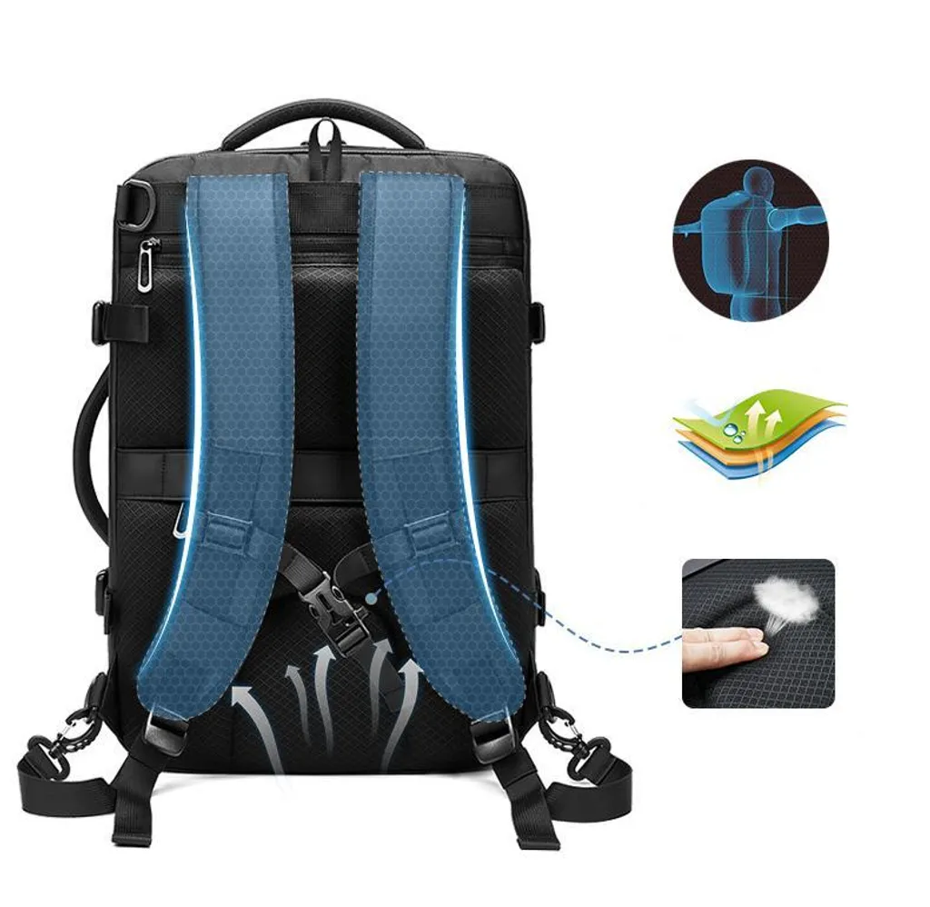 Sac à dos ordinateur portable avec port USB et compartiments multiples
