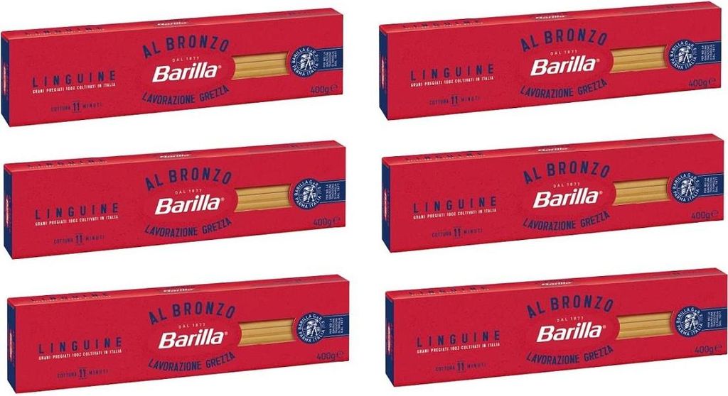 6x Barilla Linguine al Bronzo Bronze Gezogene Pasta 400g Rohe Verarbeitungsmethode