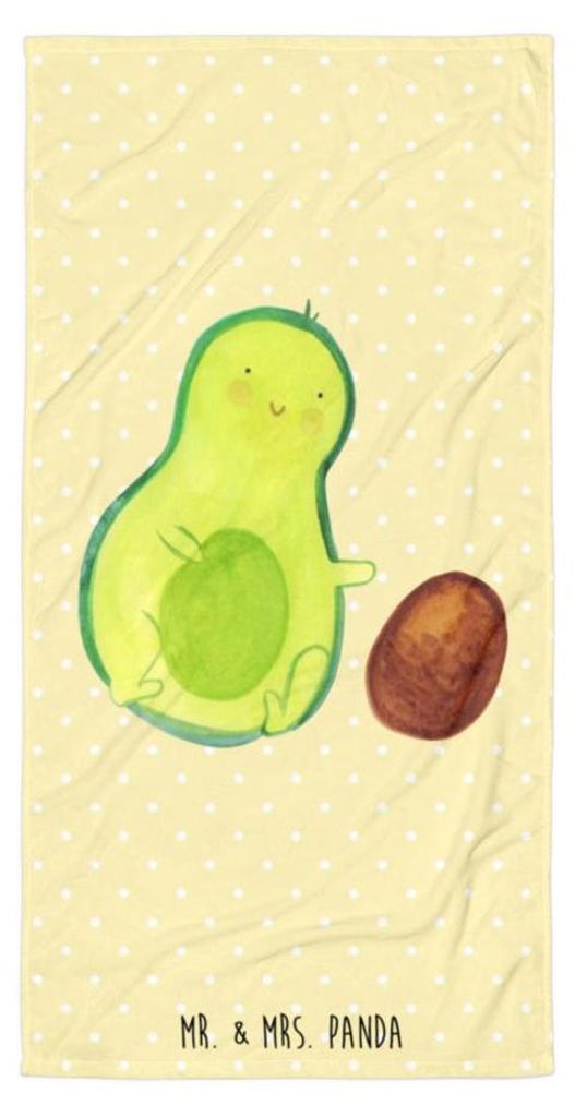 Mr. & Mrs. Panda Strandtuch Avocado Kern rollt - Gelb Pastell - Geschenk, Geburt, Badehandtuch, Avocados, glücklich, Baby, Duschhandtuch, Duschtuc...