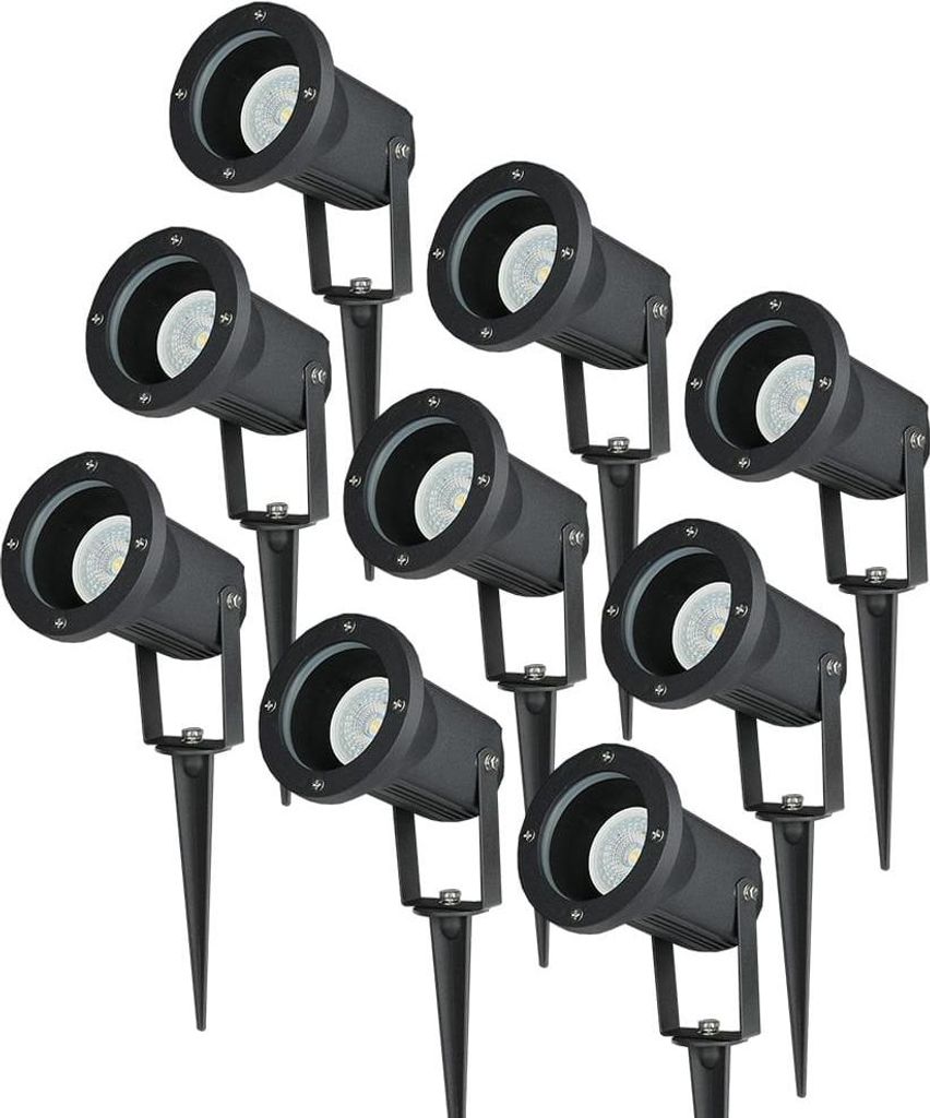 hoftronic LED Gartenstrahler 4W 345lm 6500K IP65 Schwarz 9er Set
