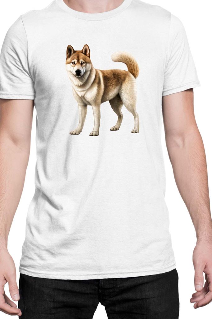Herren T-Shirt Dogs Breeds Akita Dog Breed 005, Man 5XL / Weiß