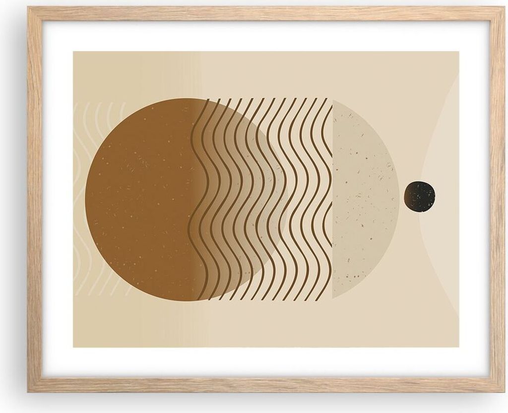 Gerahmtes Poster - Rahmen in heller Eiche - Abstraktion Geometrie Minimalismus - 50x40 cm - Wand Bild - Wanddeko - Wandbilder - Kunstposter - Wandp...