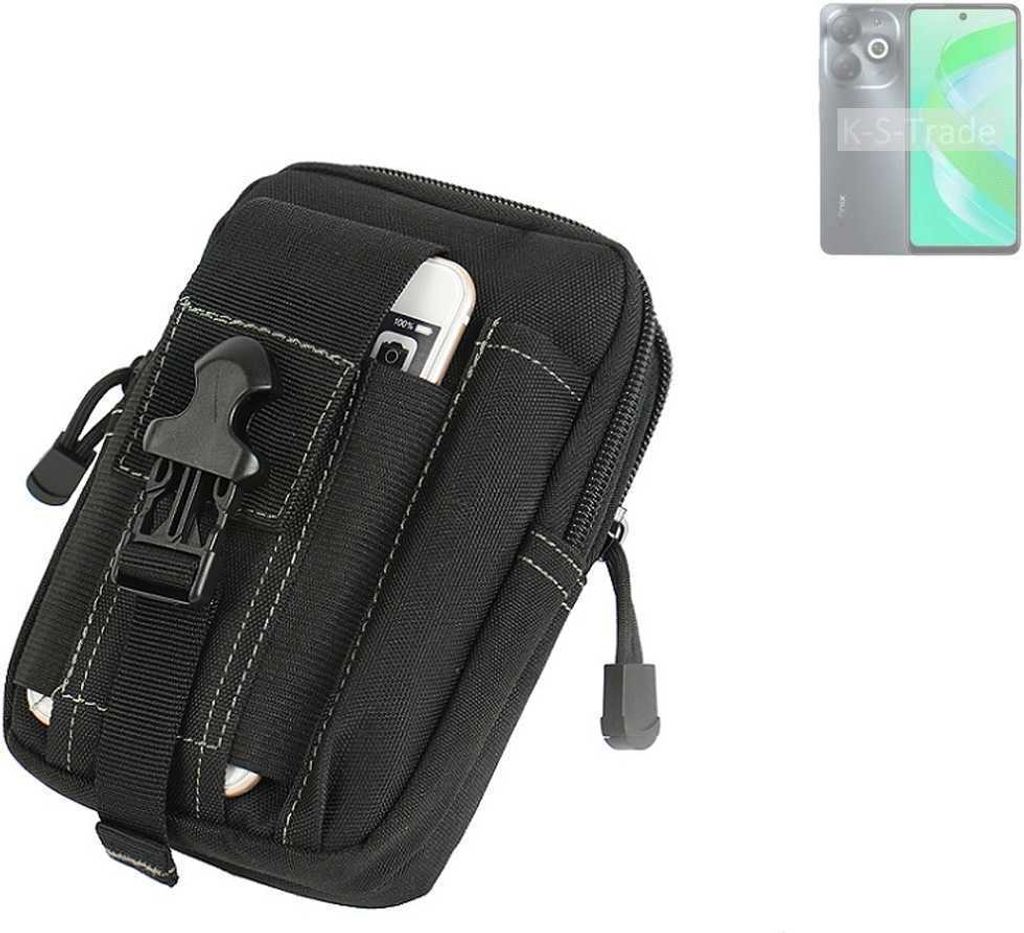 K-S-Trade Gürtel Tasche kompatibel mit Infinix Smart 8 Pro Gürteltasche Holster Schutz Hülle Handy Hülle Smartphone outdoor Handy-Hülle schwarz